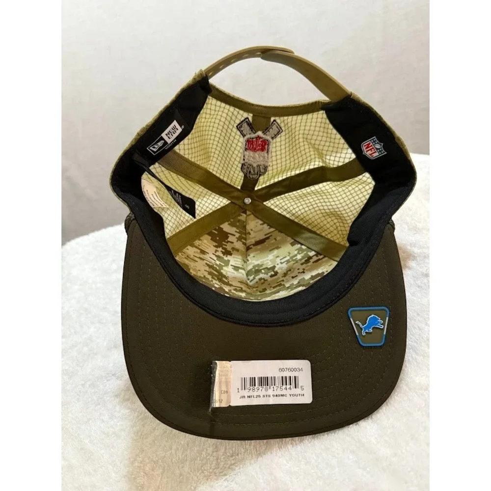 Salute To Service 2025 Detroit Lions Youth‎ Adjustable Snapback Trucker Hat
